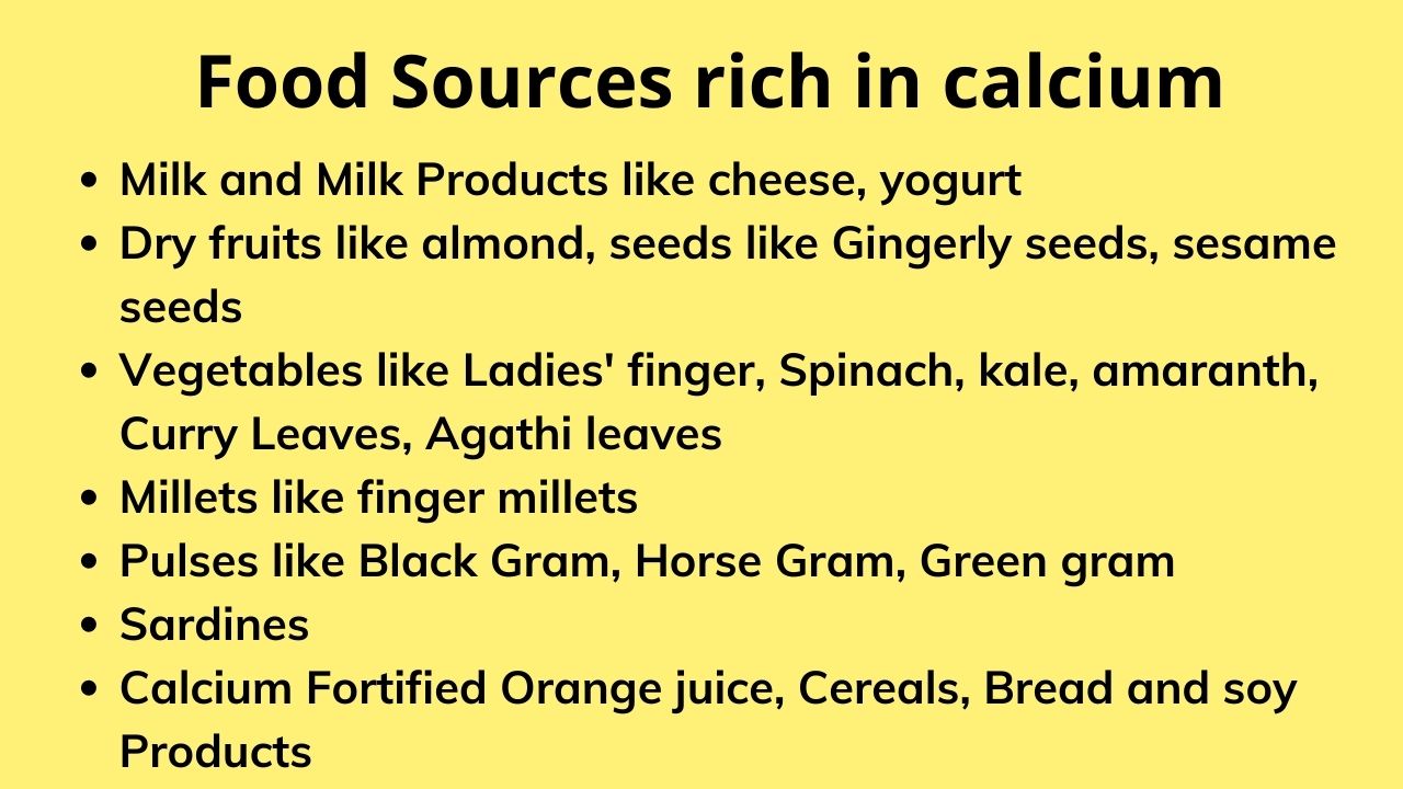 Food Sources rich in calcium